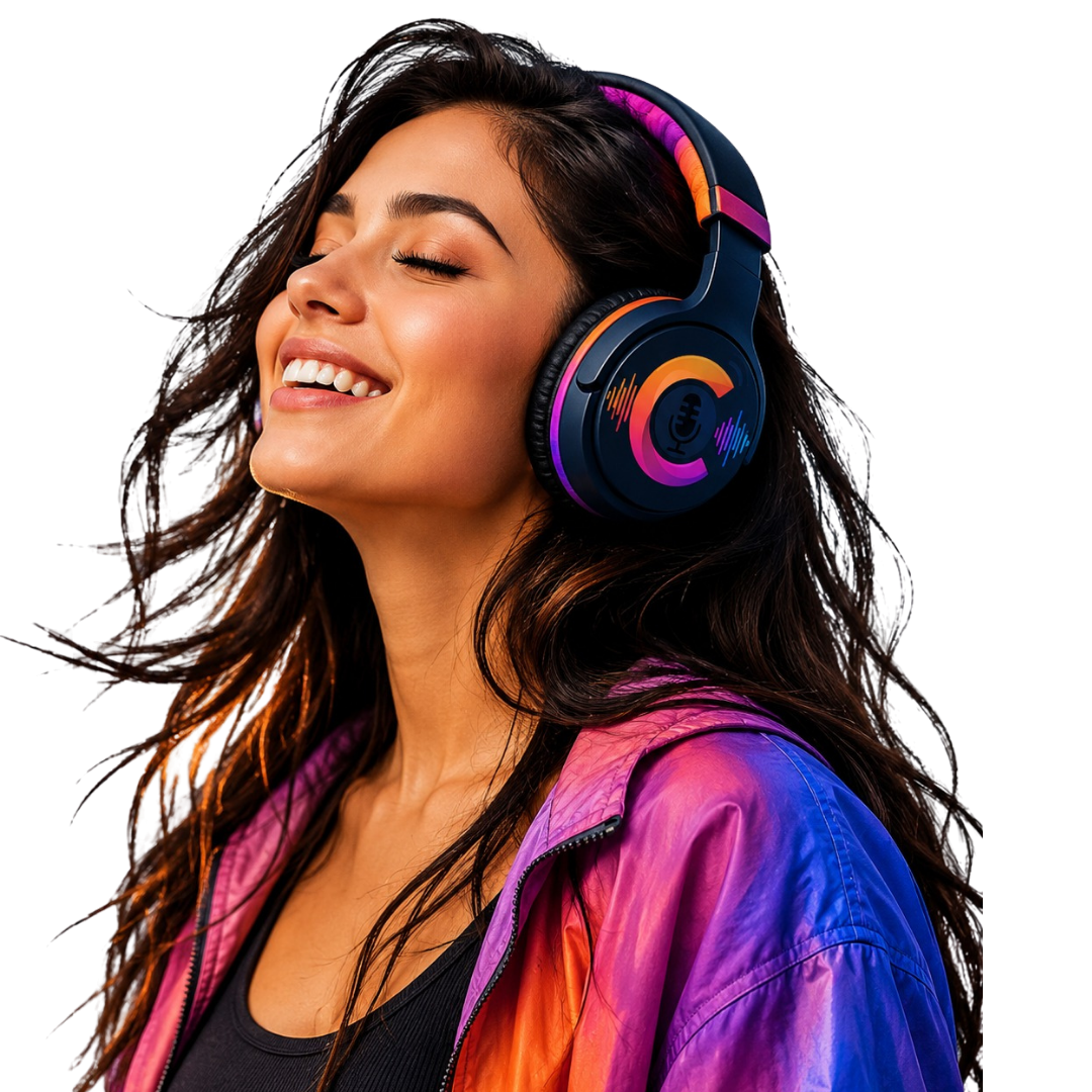 Modelo apresentando a Rádio Cifra Mix